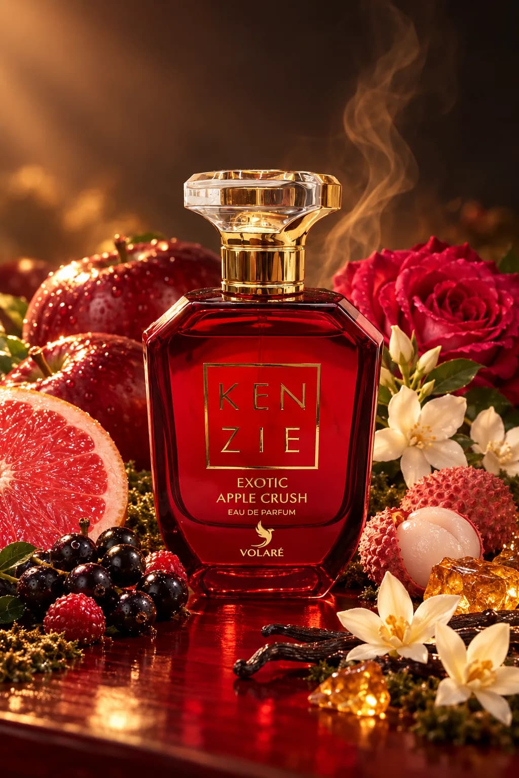 Kenzie Exotic Apple Crush de Volaré, mis en scène avec ses matières premières